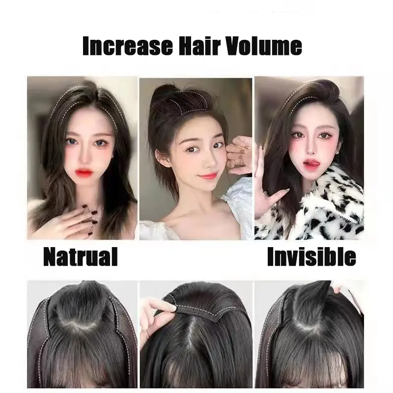 WIGSIN 20cm Synthetic Short Straight Pad Invisible Hair Extension Lining of Hair Top Side Cover Hairpiece for Women