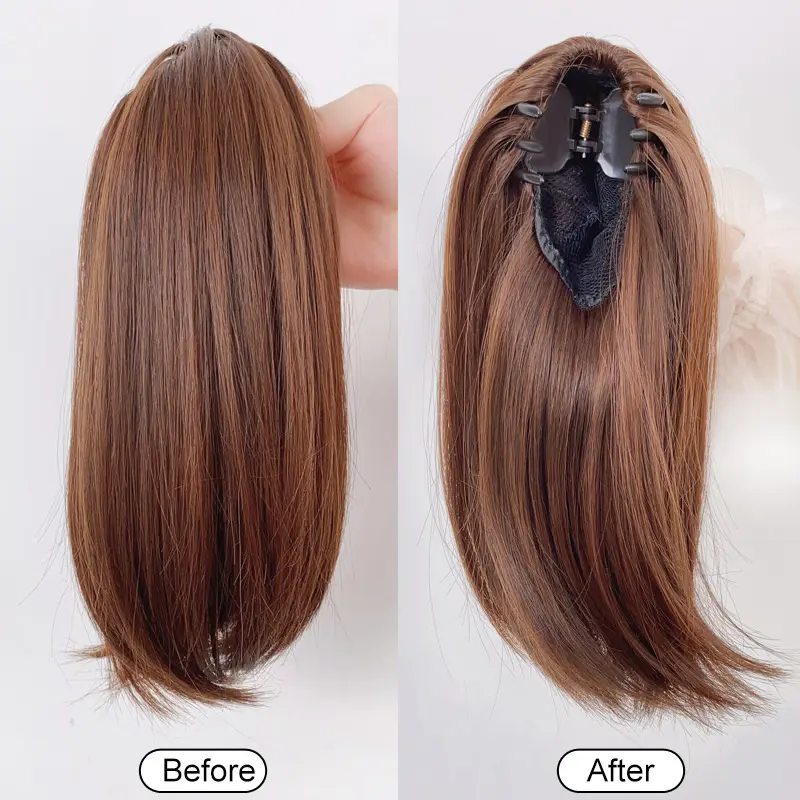 WIGSIN Synthetic Short Slightly Upturned Straight Ponytail Claw Clip In Hair Extension Sweet Cute Ponytail Hairpiece for Women