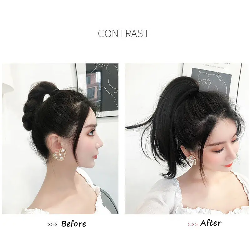 WIGSIN Synthetic Short Slightly Upturned Straight Ponytail Claw Clip In Hair Extension Sweet Cute Ponytail Hairpiece for Women