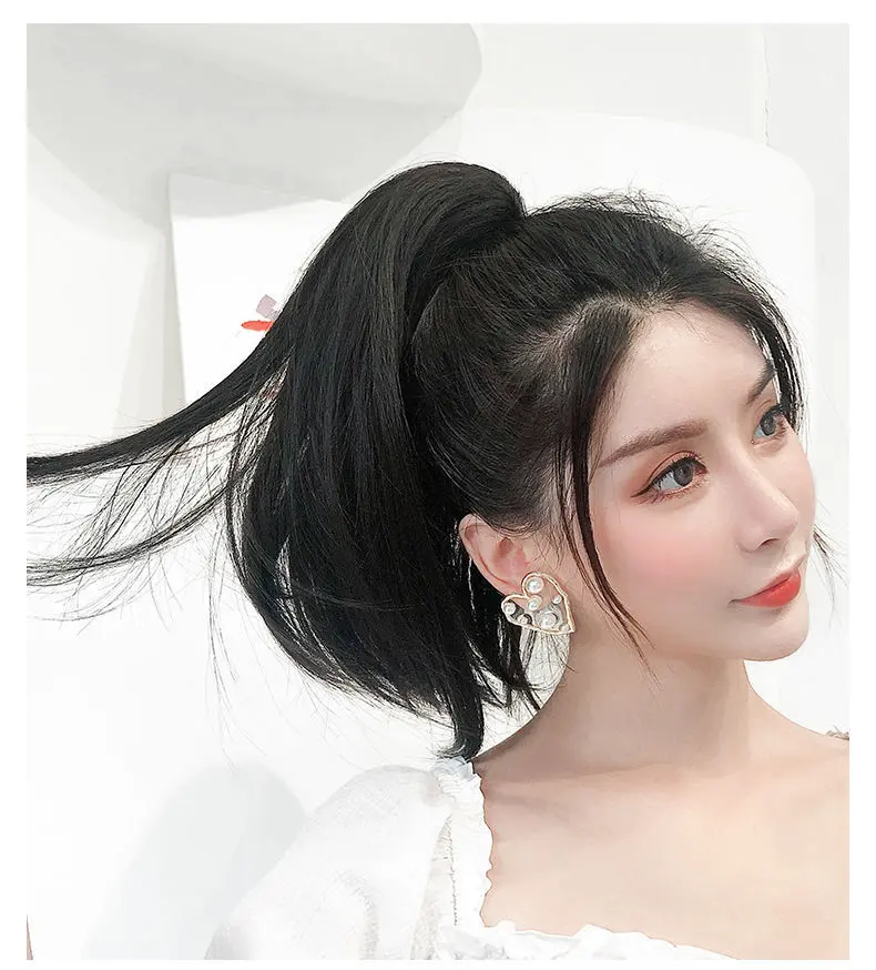 WIGSIN Synthetic Short Slightly Upturned Straight Ponytail Claw Clip In Hair Extension Sweet Cute Ponytail Hairpiece for Women