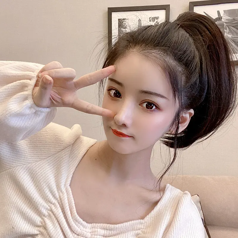 WIGSIN Synthetic Short Slightly Upturned Straight Ponytail Claw Clip In Hair Extension Sweet Cute Ponytail Hairpiece for Women