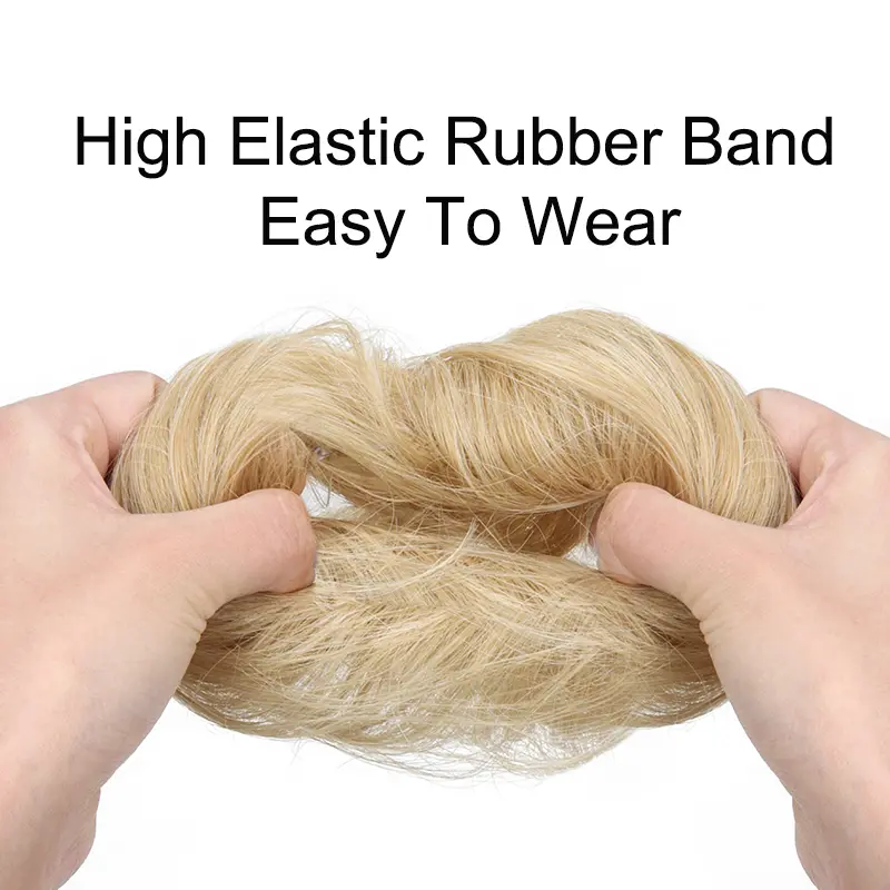 WIGSIN Synthetic Straight Donut Chignon Hairpieces Ombre Elastic Updo Chignon Fluffy Messy Scrunchies Hair Bun for Women