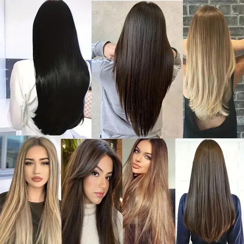 WIGSIN Synthetic 6pcs/set Long Straight Clip-in Hair Extension Invisible Seamless Extension Black Brown Hairpiece for Women