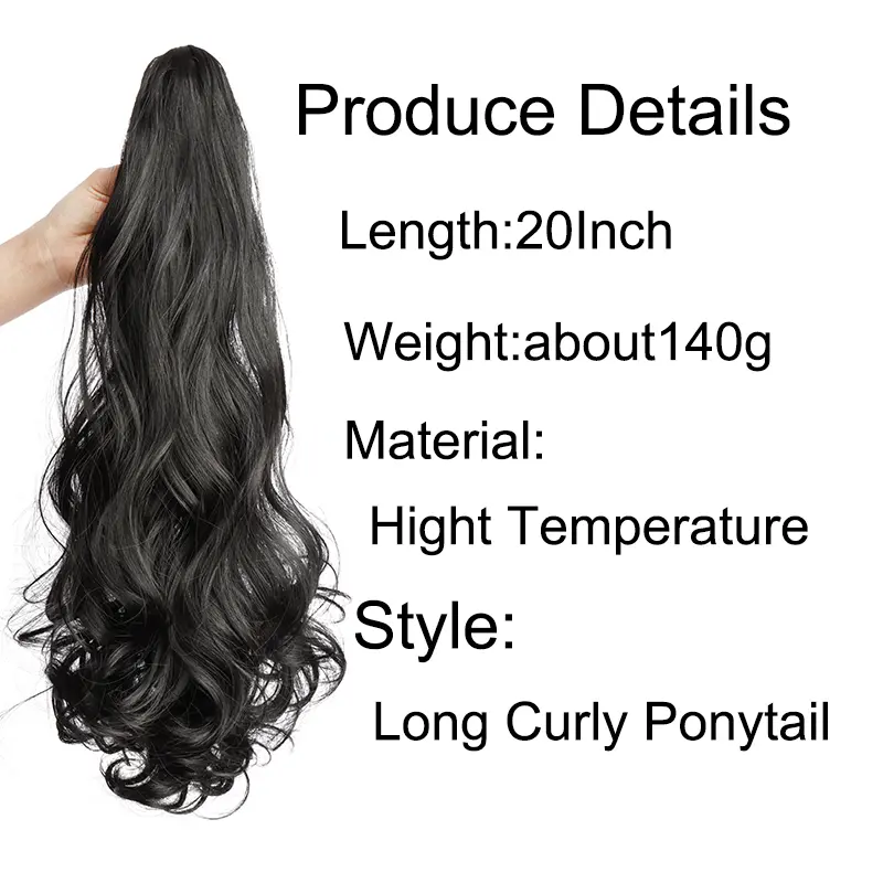 WIGSIN Synthetic Multicolor Ponytail Hair Extensions Long And Fluffy Curly Wavy Heat Resistant For Women Curling Pieces