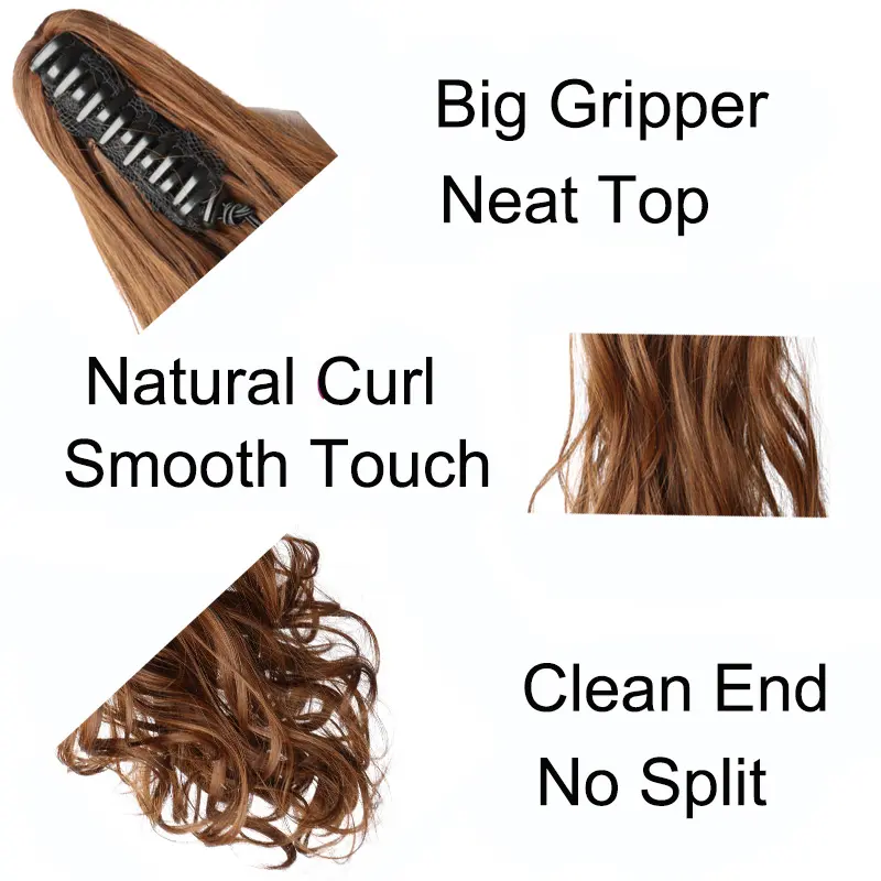 WIGSIN Synthetic Multicolor Ponytail Hair Extensions Long And Fluffy Curly Wavy Heat Resistant For Women Curling Pieces