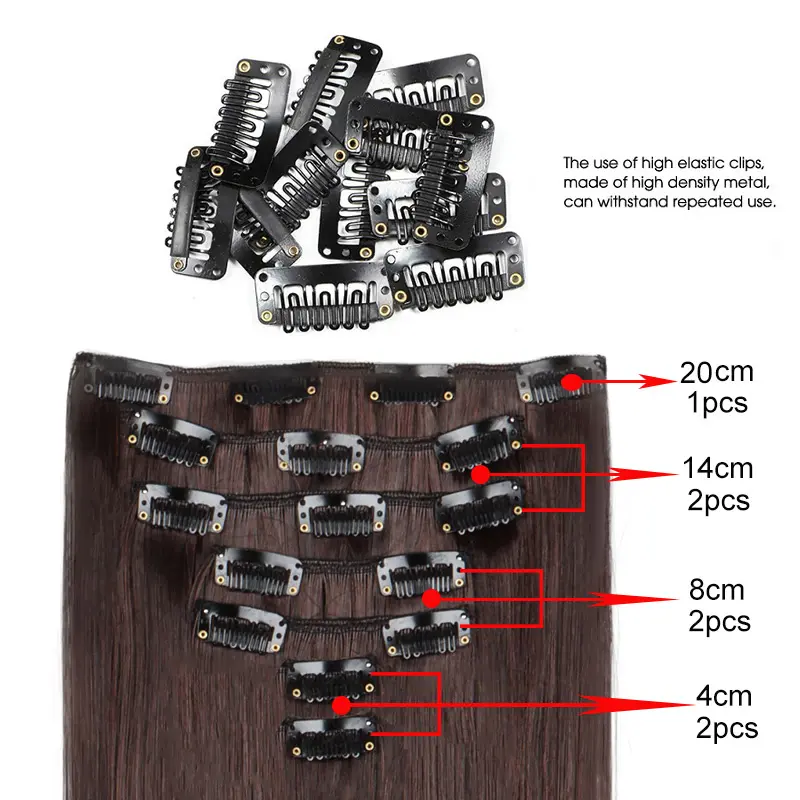 WIGSIN 24Inch 7pcs/set Synthetic 16Clips in Hair Extensions Long Straight Hairstyle Blonde Black Hairpieces for Women