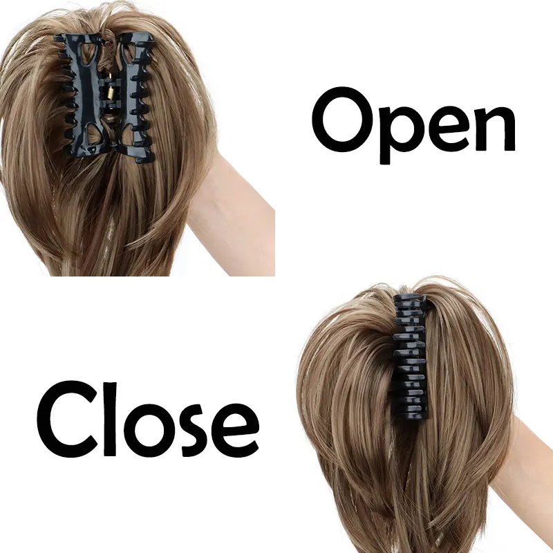 WIGSIN Synthetic Messy Bun Hair Scrunchies Short Straight Chignon Ponytail Claw Clip in Hair Extensions Tousled Updo for Women