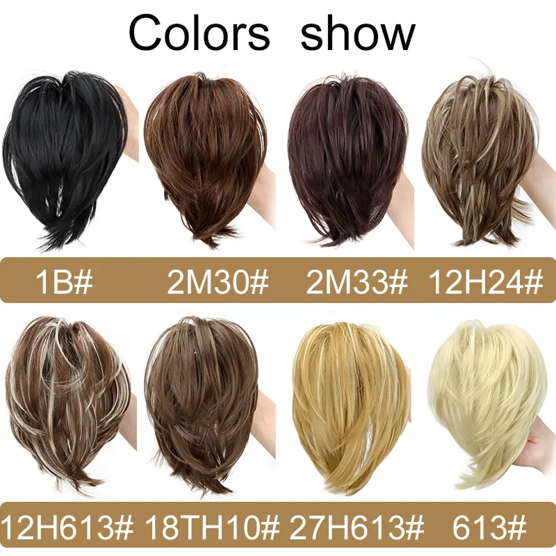 WIGSIN Synthetic Messy Bun Hair Scrunchies Short Straight Chignon Ponytail Claw Clip in Hair Extensions Tousled Updo for Women