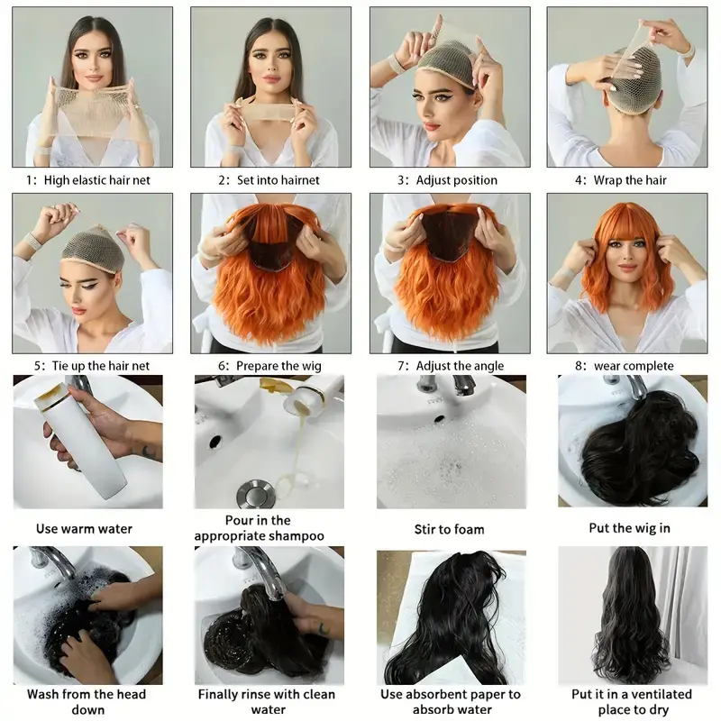 WIGSIN 16Inch Synthetic Short Headband Water Wave Curly Hair Wig for Women Breathable Hair Accessories Fashion Hairpiece