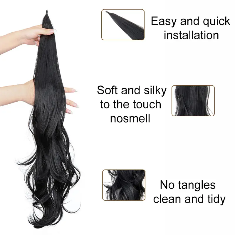WIGSIN Synthetic 32Inch Long Curly Wave Ponytail Hair Extension Flexible Wrap Around Fake Hairpiece for Women