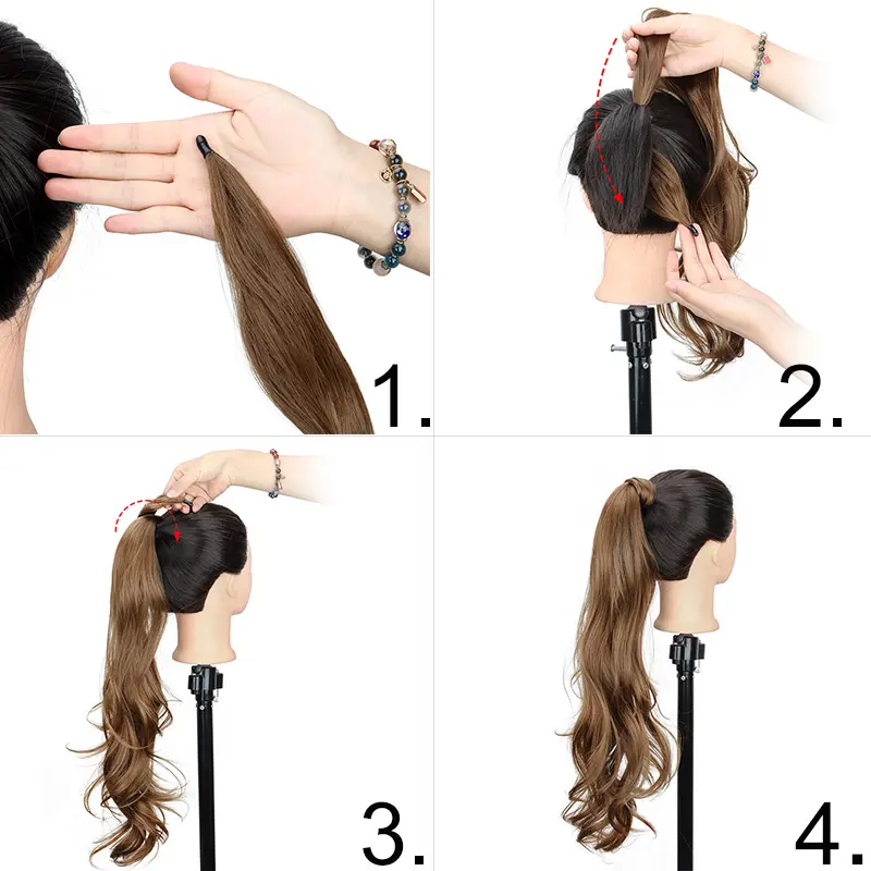 WIGSIN Synthetic 32Inch Long Curly Wave Ponytail Hair Extension Flexible Wrap Around Fake Hairpiece for Women
