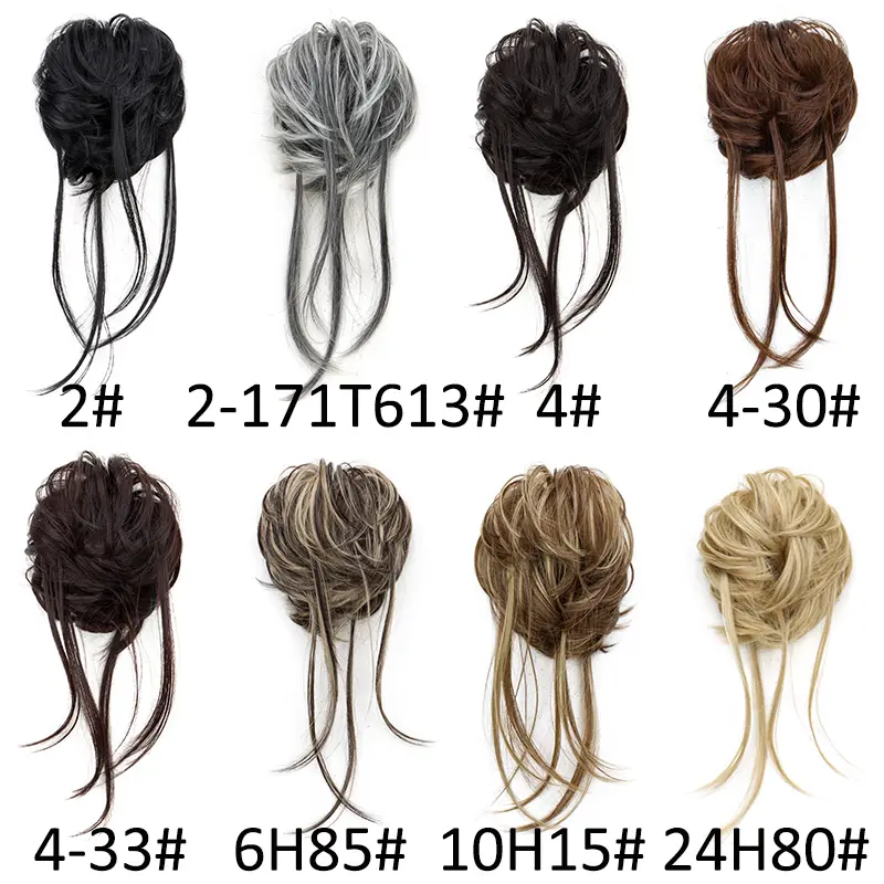 WIGSIN Synthetic Elastic Curly Messy Bun Hairpieces Scrunchie Black Blonde Brown Fake Hair Chignon Band Updo Donut For Women