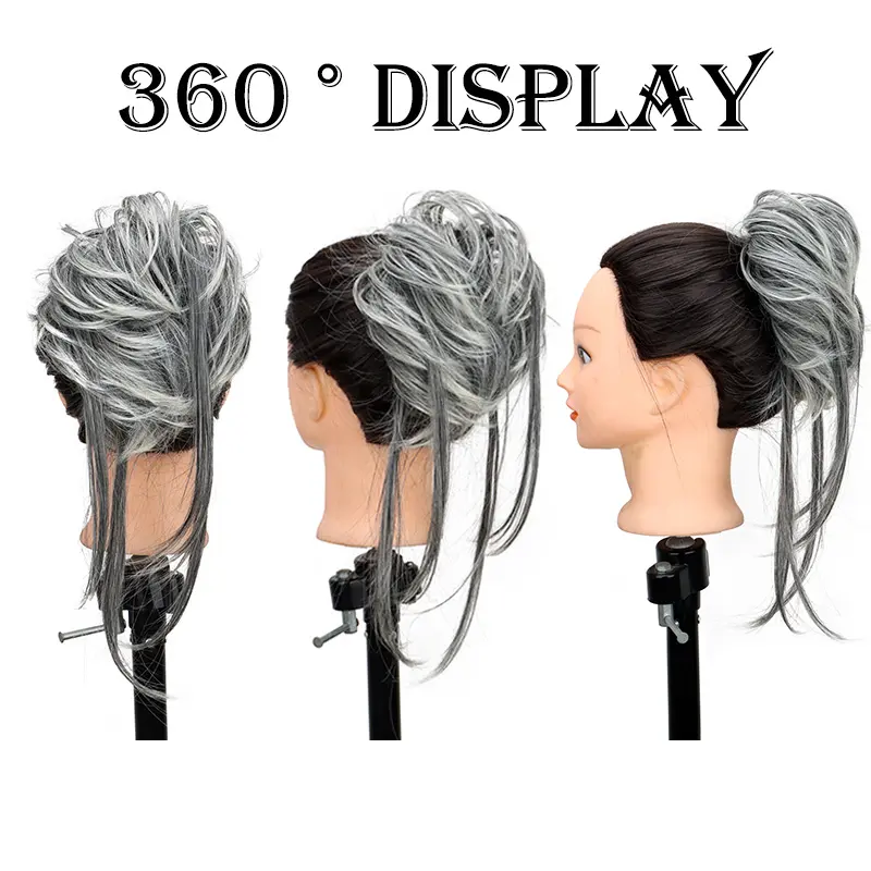 WIGSIN Synthetic Elastic Curly Messy Bun Hairpieces Scrunchie Black Blonde Brown Fake Hair Chignon Band Updo Donut For Women
