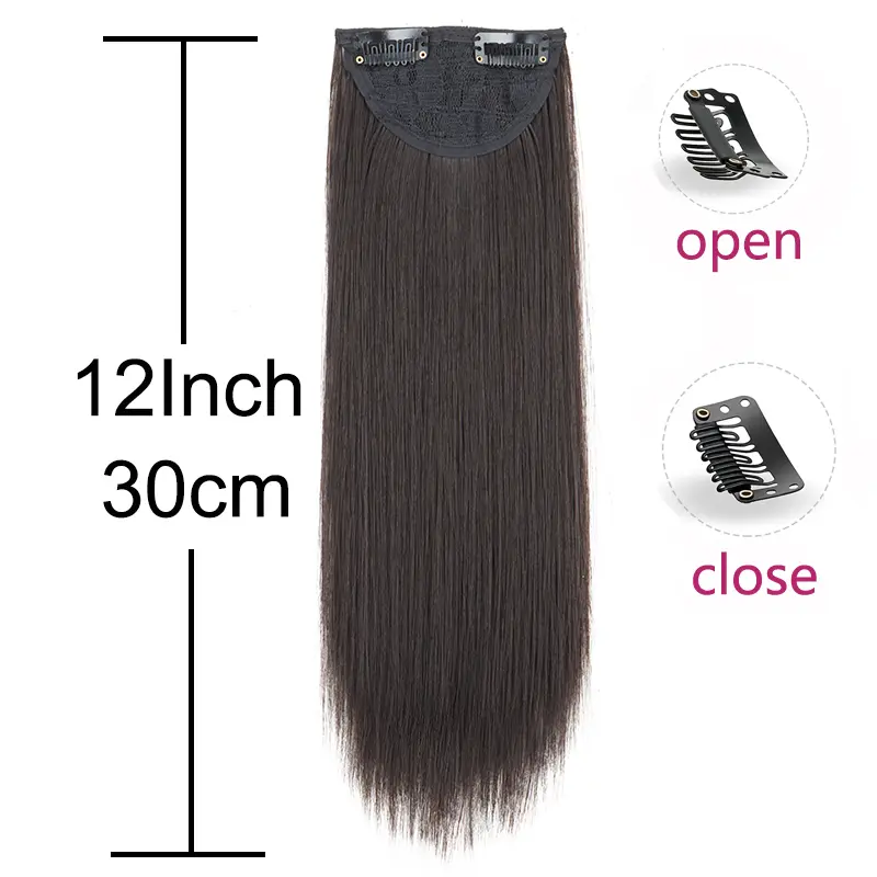 WIGSIN Synthetic 30cm Invisable Seamless Hair Pads Clip In One Piece 2 Clips Increase hair volume Hair Extensions for Women