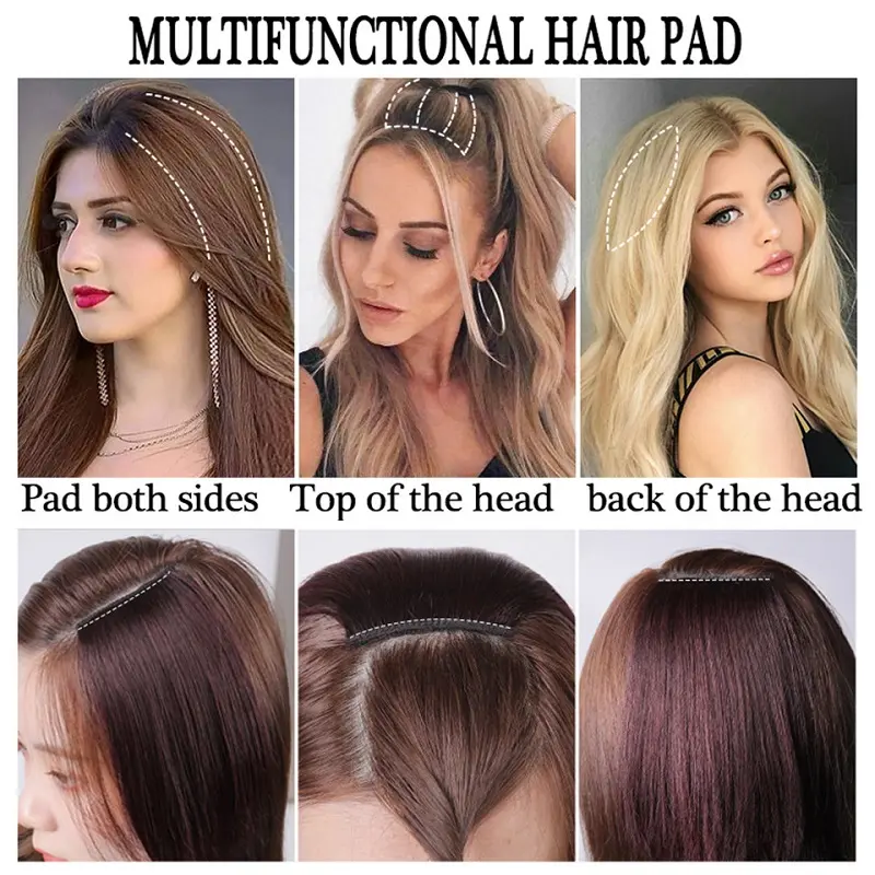 WIGSIN Synthetic 30cm Invisable Seamless Hair Pads Clip In One Piece 2 Clips Increase hair volume Hair Extensions for Women