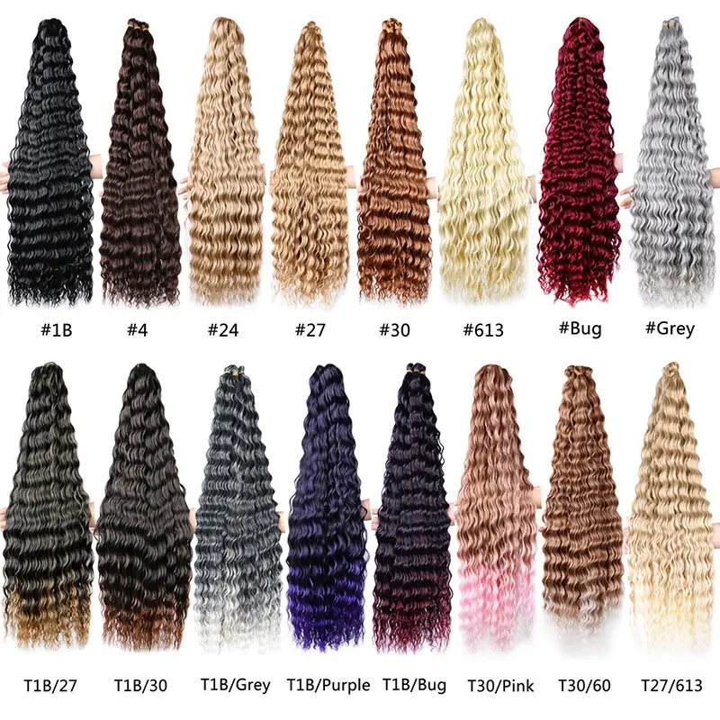 WIGSIN 30Inch Synthetic  Long Deep Wave Twist Crochet Hair Afro Curly Crochet Braids Ombre Braiding Hair Extension For Women