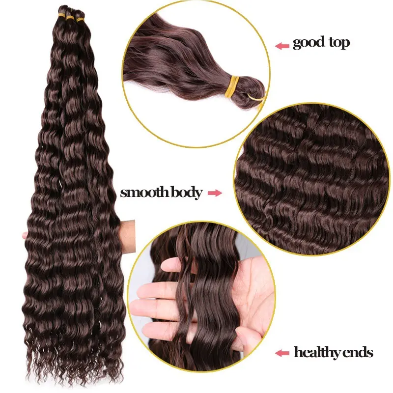 WIGSIN 30Inch Synthetic  Long Deep Wave Twist Crochet Hair Afro Curly Crochet Braids Ombre Braiding Hair Extension For Women