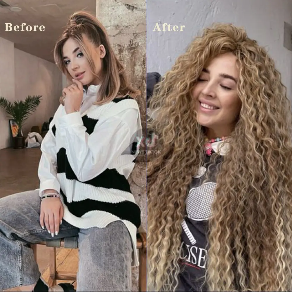 WIGSIN 30Inch Synthetic  Long Deep Wave Twist Crochet Hair Afro Curly Crochet Braids Ombre Braiding Hair Extension For Women