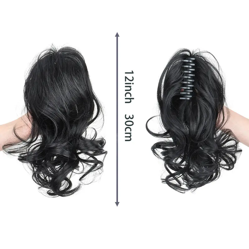 Synthetic 35cm Short Curly Clip-in Ponytail Extension Heat Resistant Hair Clip Hairpiece for Women Daily Use Multiple Colors