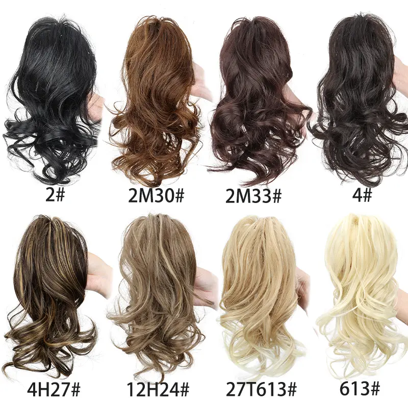 Synthetic 35cm Short Curly Clip-in Ponytail Extension Heat Resistant Hair Clip Hairpiece for Women Daily Use Multiple Colors