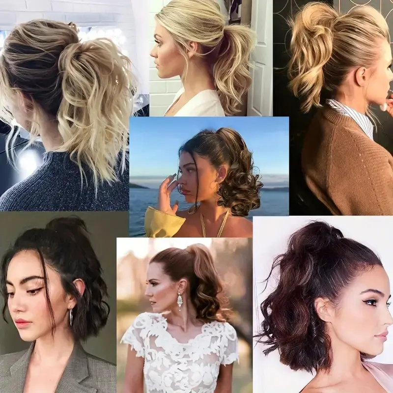 Synthetic 35cm Short Curly Clip-in Ponytail Extension Heat Resistant Hair Clip Hairpiece for Women Daily Use Multiple Colors