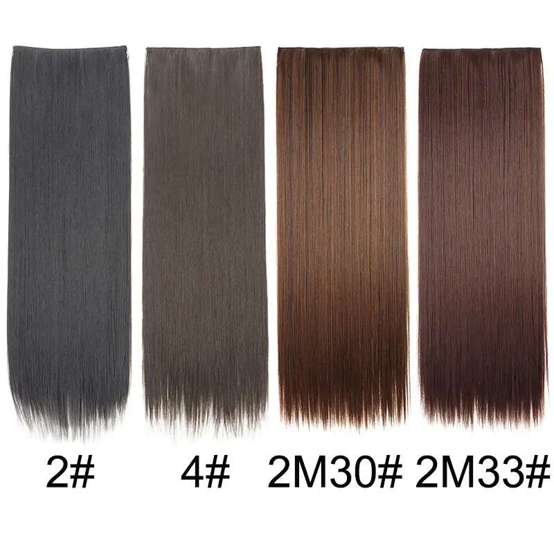 WIGSIN 32Inch/40Inch Synthetic Long Straight Invisible Clip in One Piece Hair Extension Black Brown Hairpiece for Women