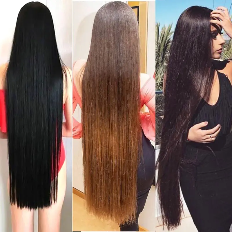 WIGSIN 32Inch/40Inch Synthetic Long Straight Invisible Clip in One Piece Hair Extension Black Brown Hairpiece for Women