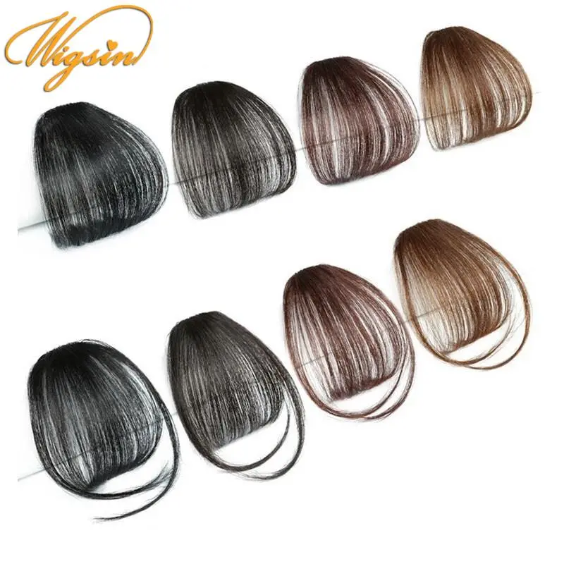 WIGSIN Synthetic Air Bangs Hairpiece Women Mini Fake Bangs Black Brown Hairpiece Extension For Girls