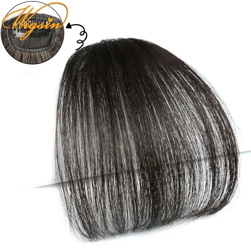 WIGSIN Synthetic Air Bangs Hairpiece Women Mini Fake Bangs Black Brown Hairpiece Extension For Girls