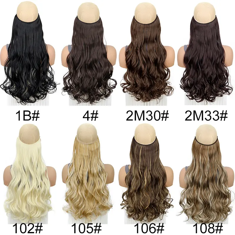 WIGSIN Synthetic One Piece No Clip Hair Extension 20Inch Long Curly Fish Line Fake Hair Piece for Women