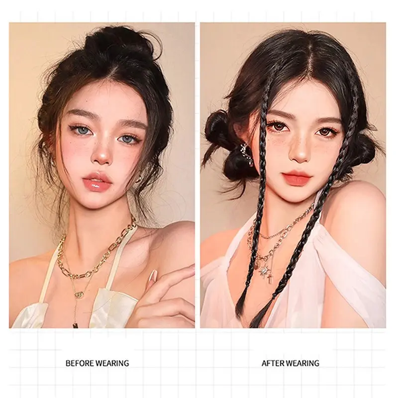 WIGSIN Synthetic 2pcs Braid Wig With Strong BB Clip Lightweight Box Braid Ponytail Hair Piece for Women