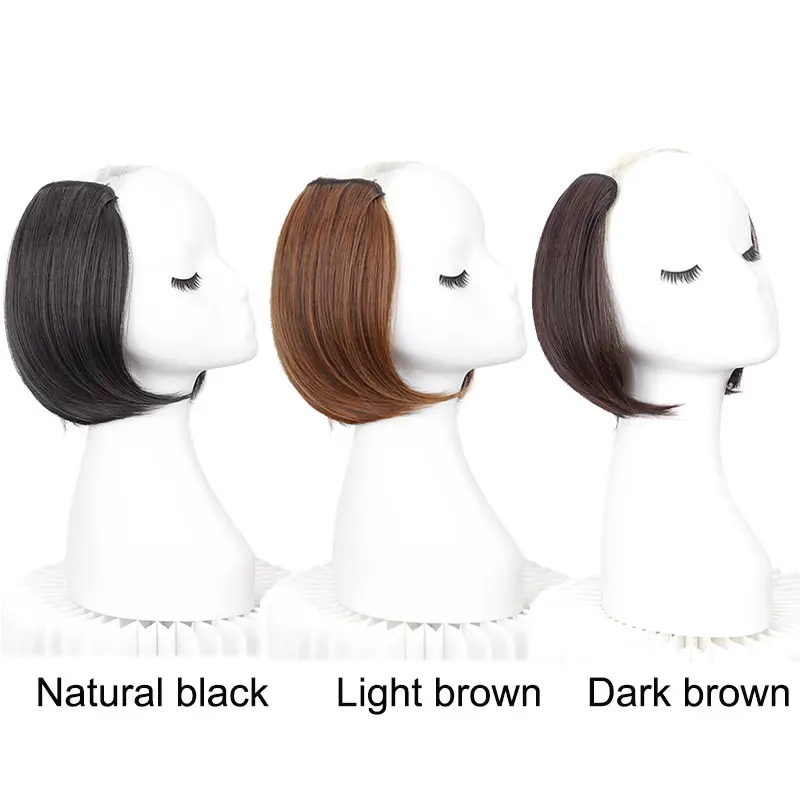WIGSIN Synthetic 20cm/30cm Short Straight Invisable Seamless Hair V Part  Half  Wigs for Women Increase Hair Volume Hairpiece