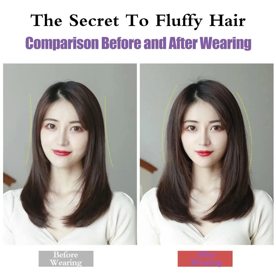 WIGSIN Synthetic 20cm/30cm Short Straight Invisable Seamless Hair V Part  Half  Wigs for Women Increase Hair Volume Hairpiece