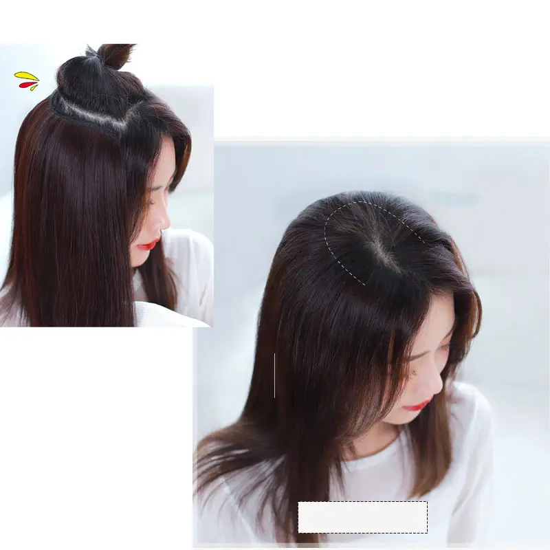 WIGSIN Synthetic 20cm/30cm Short Straight Invisable Seamless Hair V Part  Half  Wigs for Women Increase Hair Volume Hairpiece