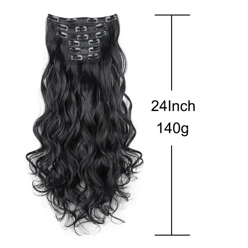 WIGSIN 24Inch Synthetic  Long Wavy Curly Clip-In Hair Extensions Hairpieces Daily Hair Accessories for Women