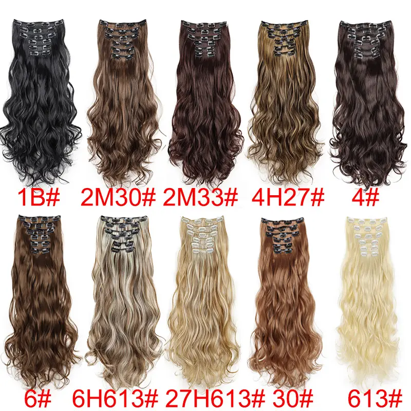 WIGSIN 24Inch Synthetic  Long Wavy Curly Clip-In Hair Extensions Hairpieces Daily Hair Accessories for Women