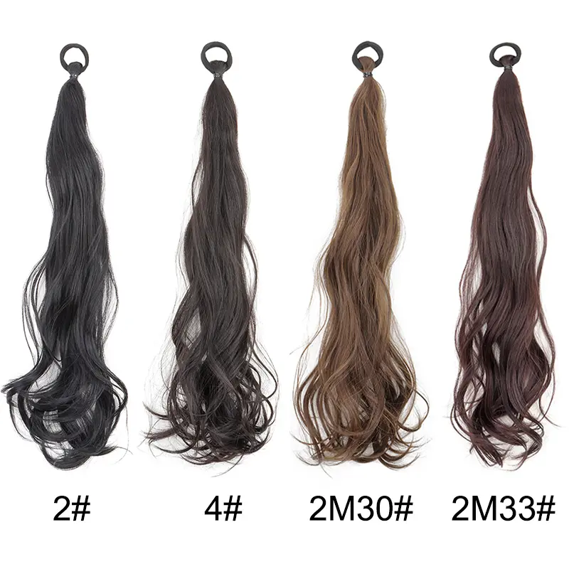 Synthetic Elastic Rubber Band Ponytail Sweet Girl Black Long Curly Ponytail Hair Extension Heat-resistant Hairpiece Wig