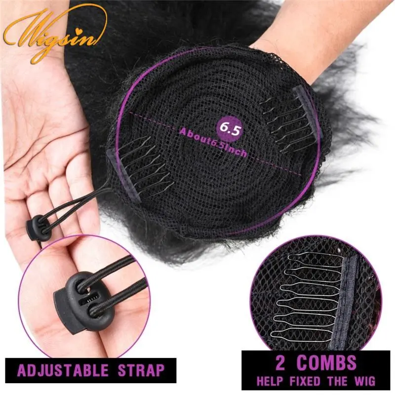 WIGSIN 22Inch Synthetic Long YAKI Straight Puff Ponytail Drawstring Clip in Hair Extension for Women
