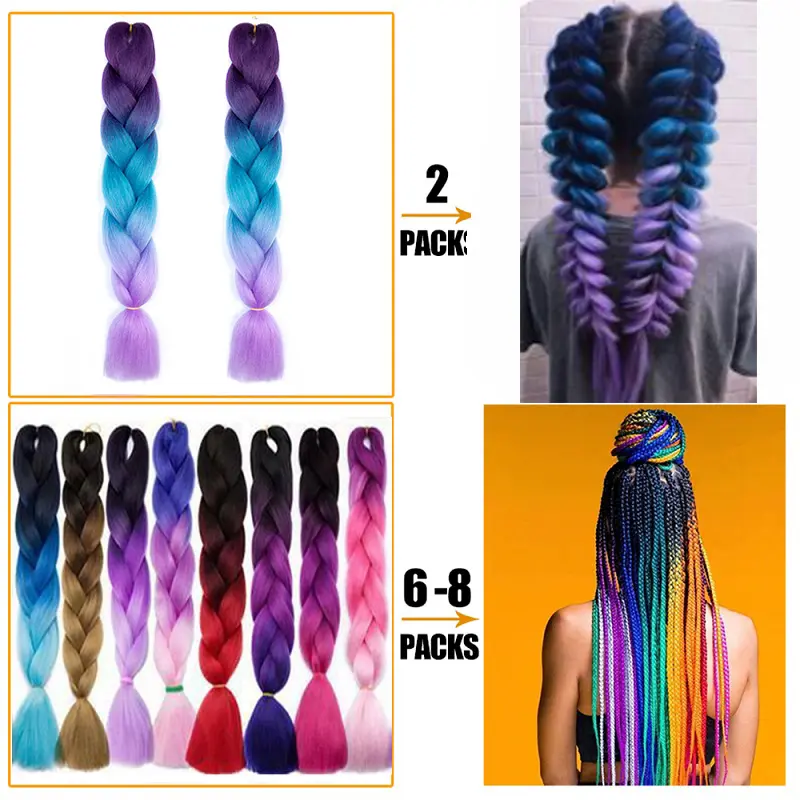 WIGSIN 24Inch Synthetic Long Straight Jumbo Braiding Hair Extension DIY Box Twist Crochet Hairpiece for Women
