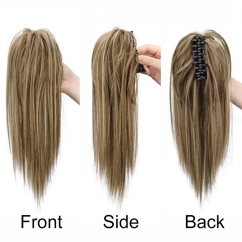 WIGSIN 14Inch Synthetic Short Straight Ponytail Hair Extension Claw Clip in Hair Black Brown Blonde Hairpiece for Women