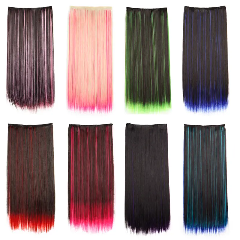 WIGSIN Synthetic 60cm A Piece Of 5Clips Hair Highlight Dyeing Colorful Long Straight Hair Piece In Hair Extension for Women