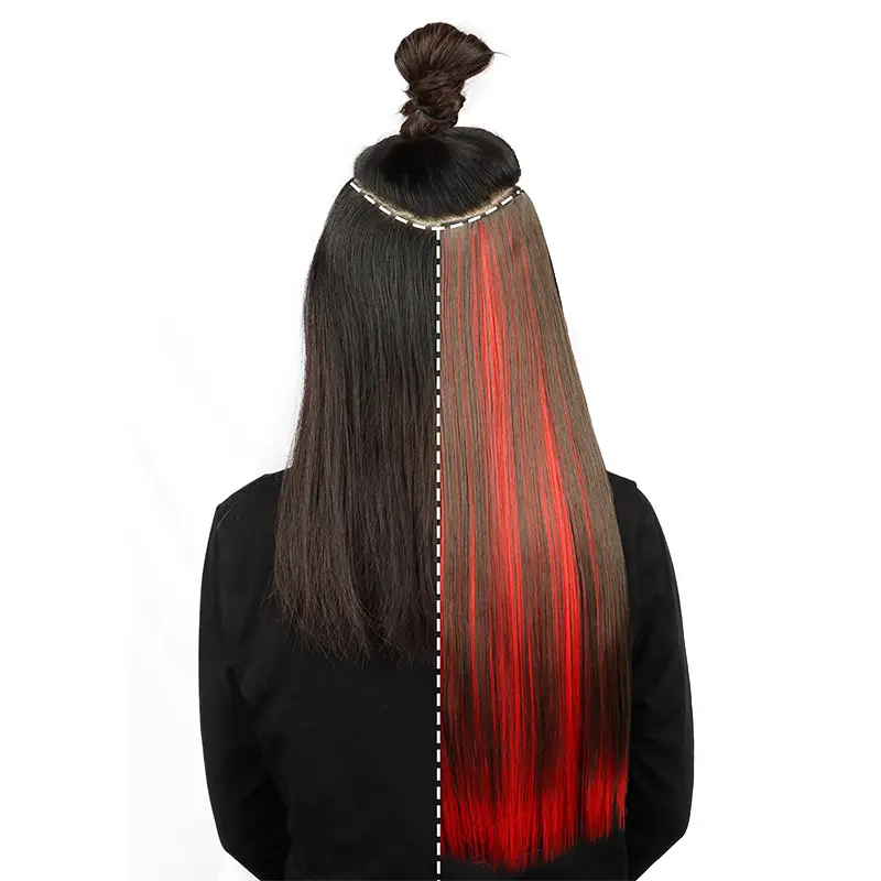 WIGSIN Synthetic 60cm A Piece Of 5Clips Hair Highlight Dyeing Colorful Long Straight Hair Piece In Hair Extension for Women