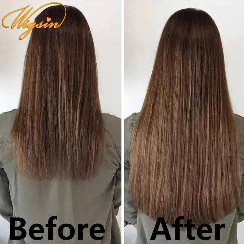 WIGSIN 6Pieces/Set Synthetic 24Inch Long Straight Hair Extension Silky Hairpiece for Women