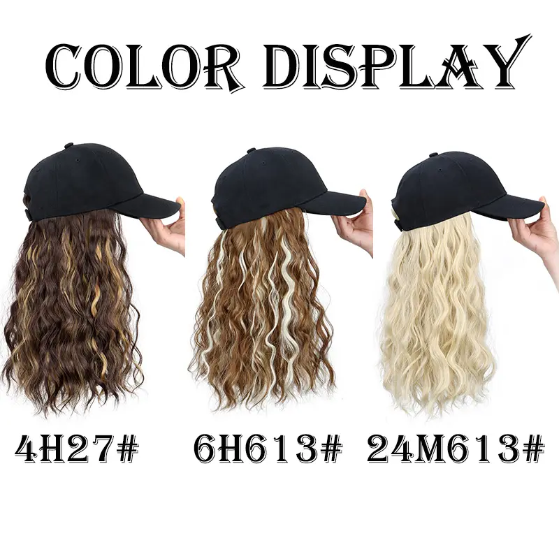 WIGSIN 14Inch Synthetic Baseball Cap With Hair Extensions Short Wavy Curly Hairstyle Adjustable Hat Wig for Women