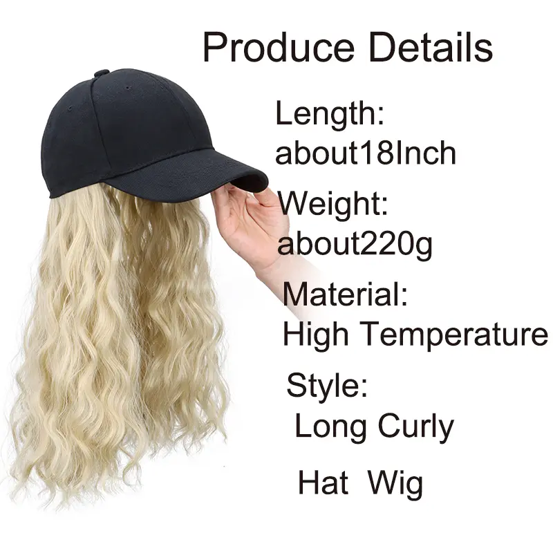 WIGSIN 14Inch Synthetic Baseball Cap With Hair Extensions Short Wavy Curly Hairstyle Adjustable Hat Wig for Women