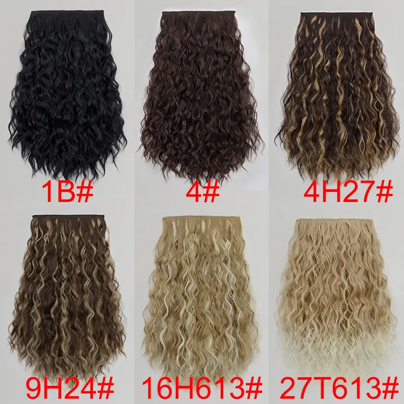 WIGSIN 18Inch Synthetic U-shaped 6 Clips Short Curly Clip-In Hair Extension Invisible Fulffy Black Blonde Hairpiece for Women