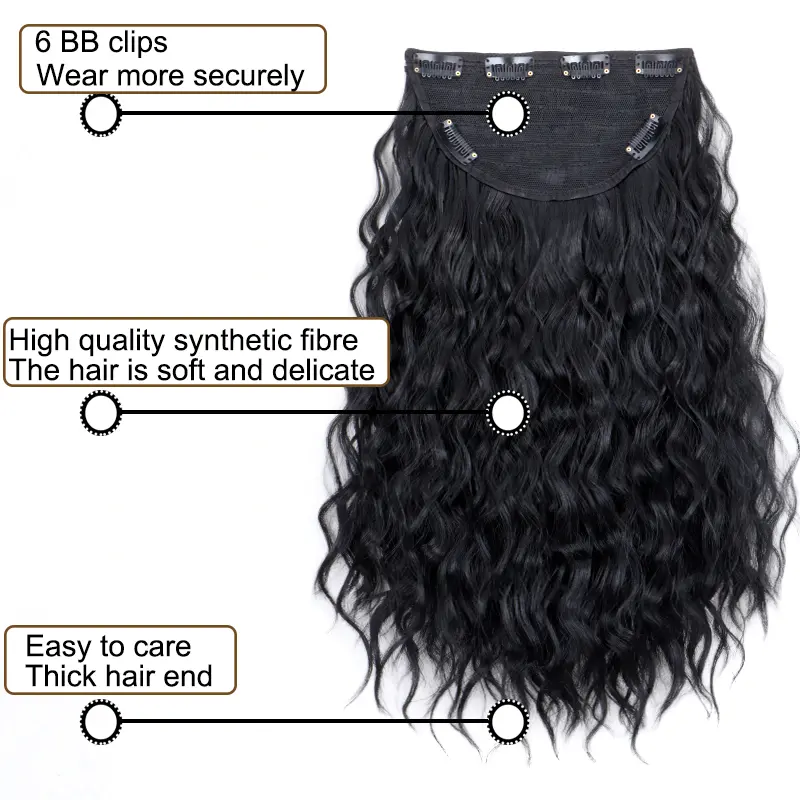 WIGSIN 18Inch Synthetic U-shaped 6 Clips Short Curly Clip-In Hair Extension Invisible Fulffy Black Blonde Hairpiece for Women