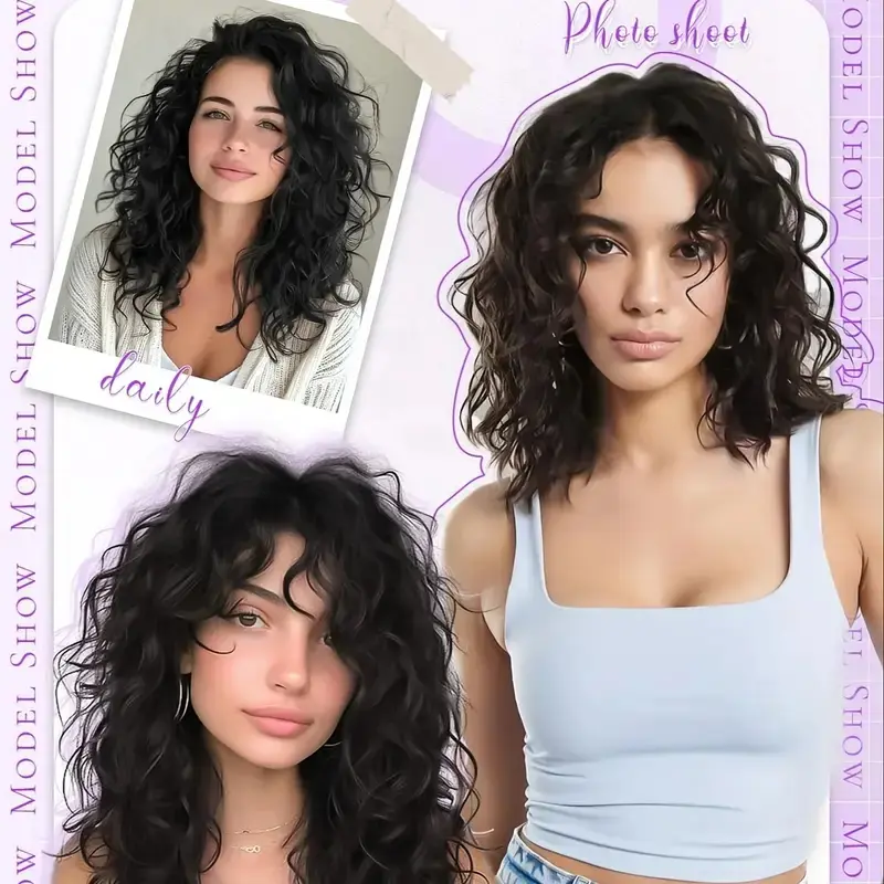 WIGSIN 18Inch Synthetic U-shaped 6 Clips Short Curly Clip-In Hair Extension Invisible Fulffy Black Blonde Hairpiece for Women