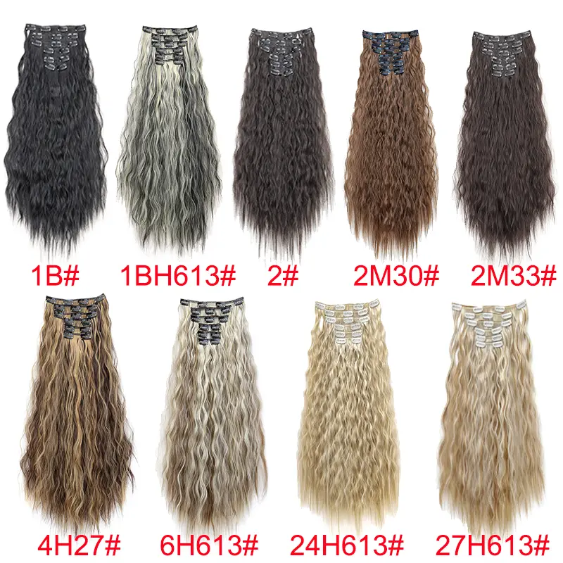 WIGSIN Synthetic Hair 16 Clip In Hair Extension Clip for Women 6Pcs/Set 22Inch Long Kinky Curly Black  Brown Blonde Hairpiece