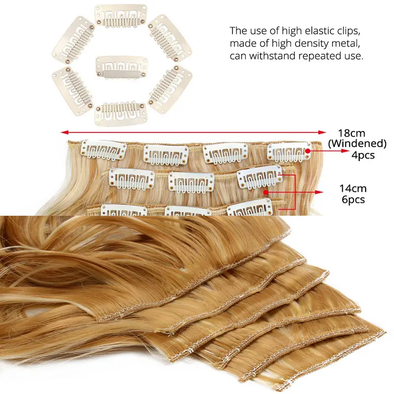 WIGSIN Synthetic Hair 16 Clip In Hair Extension Clip for Women 6Pcs/Set 22Inch Long Kinky Curly Black  Brown Blonde Hairpiece